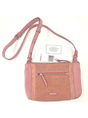 Vera Bradley Leather Carryall Small Crossbody Purse Bag Pockets Vintage Rose NWT